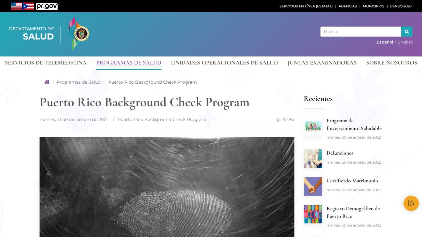 Puerto Rico Background Check Program - Salud